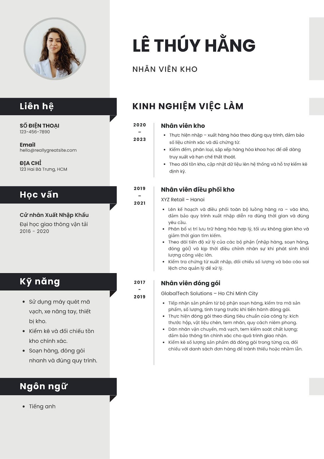 Viết CV xin việc thủ kho - image 3