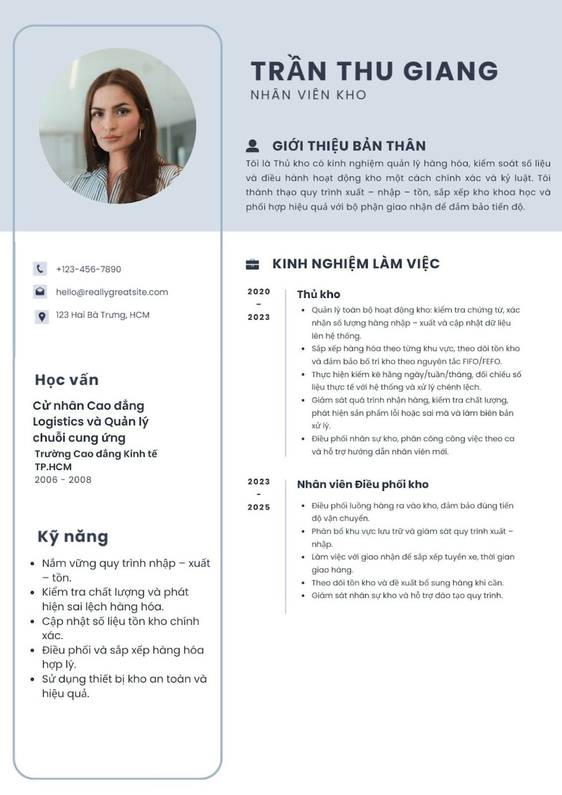 Viết CV xin việc thủ kho - image 5