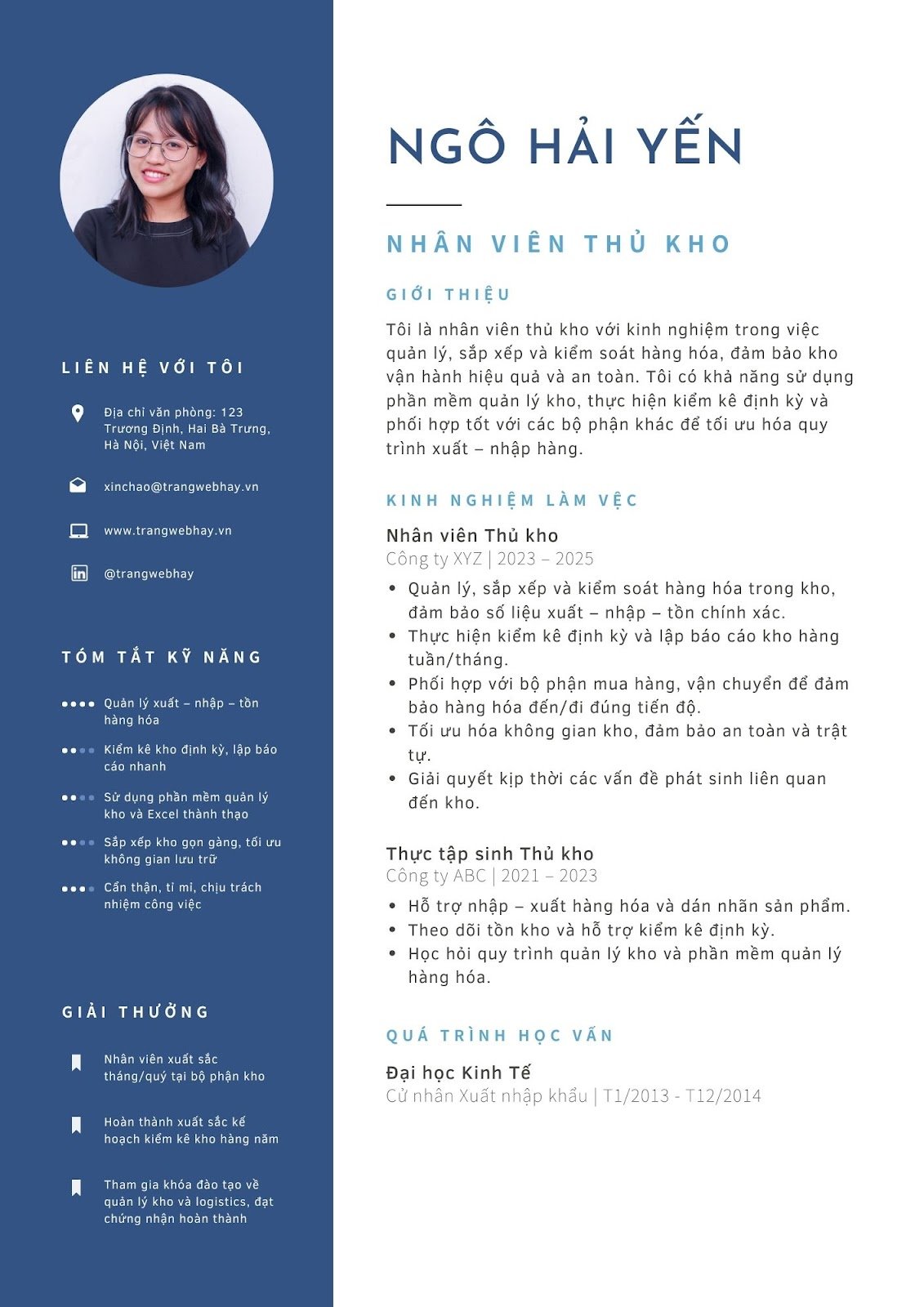 Viết CV xin việc thủ kho - image 7