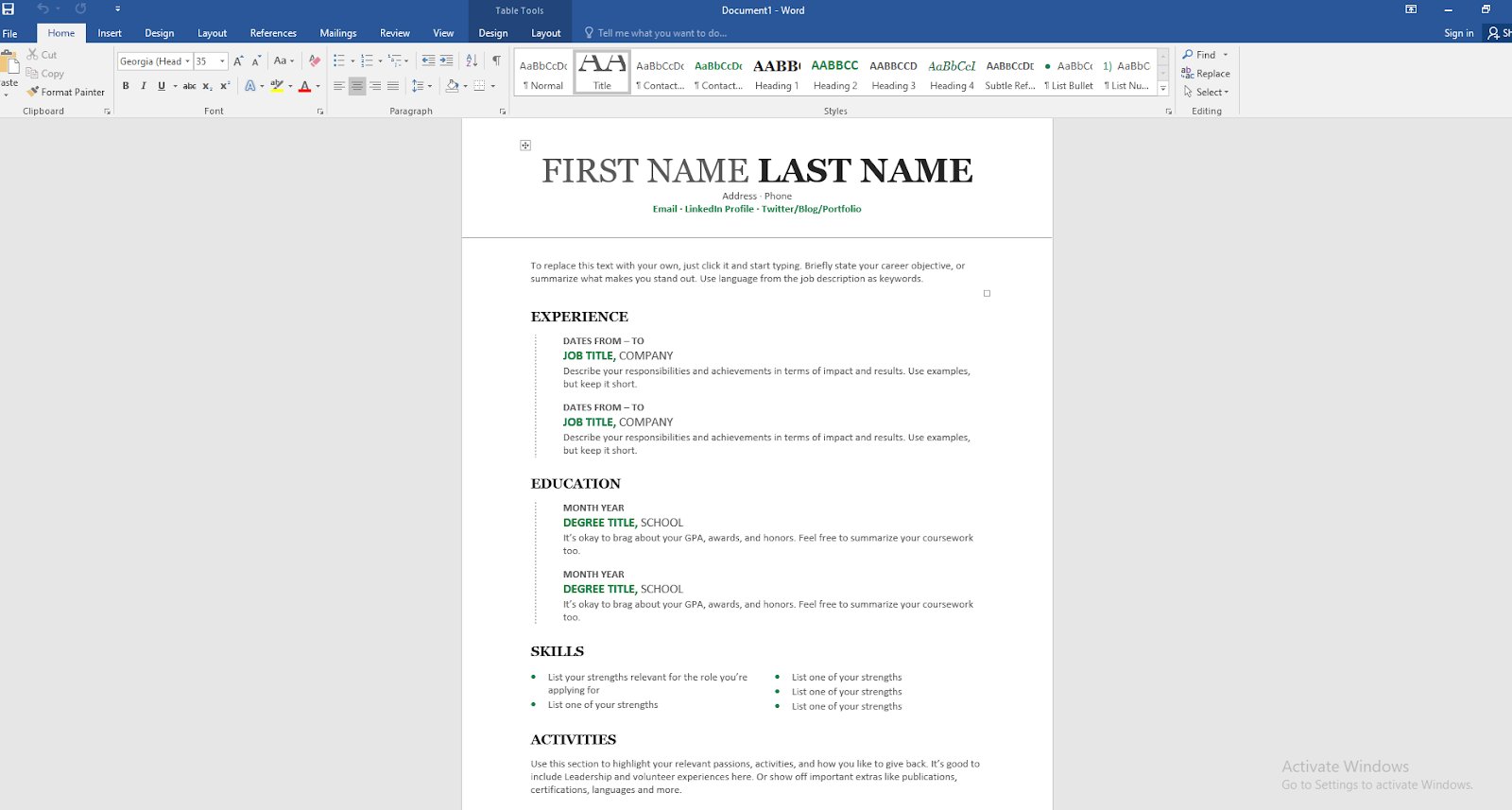Cách tạo CV trên Word - image 2