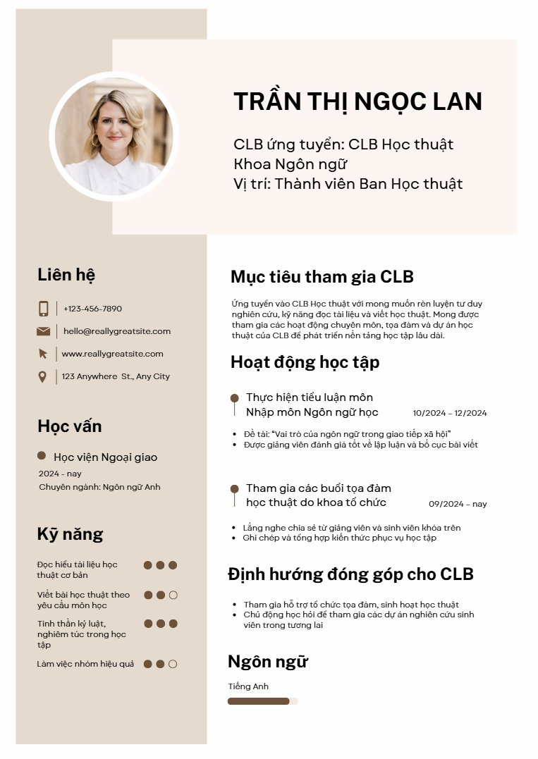 mẫu cv cho sinh viên năm nhất - image 10