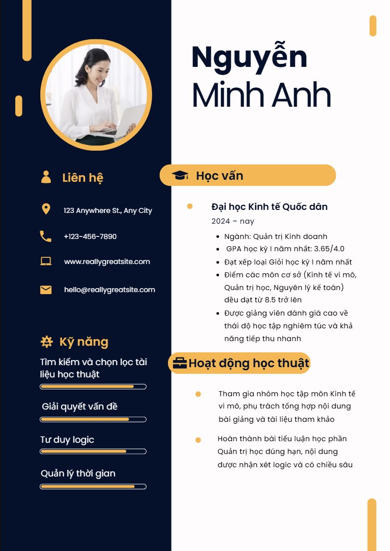 mẫu cv cho sinh viên năm nhất - image 11