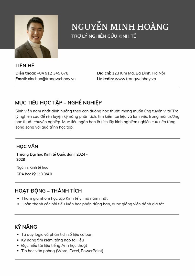 mẫu cv cho sinh viên năm nhất - image 2