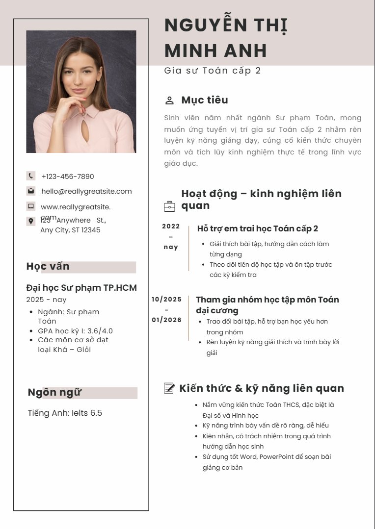 mẫu cv cho sinh viên năm nhất - image 3