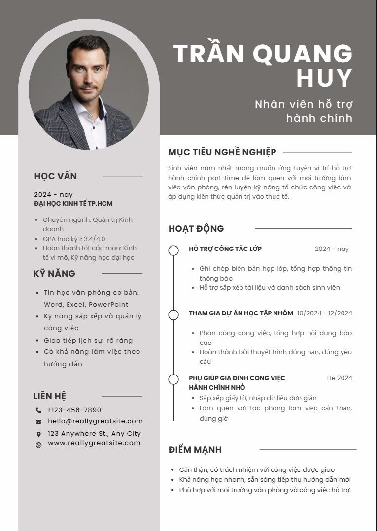 mẫu cv cho sinh viên năm nhất - image 4