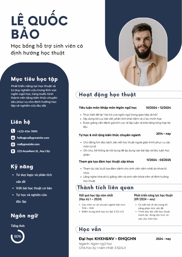 mẫu cv cho sinh viên năm nhất - image