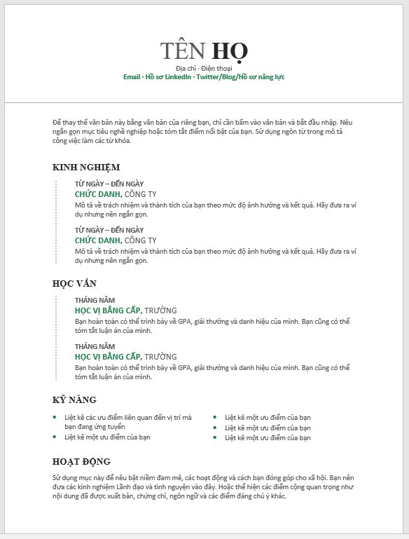 Mẫu CV xin việc file Word - image 4