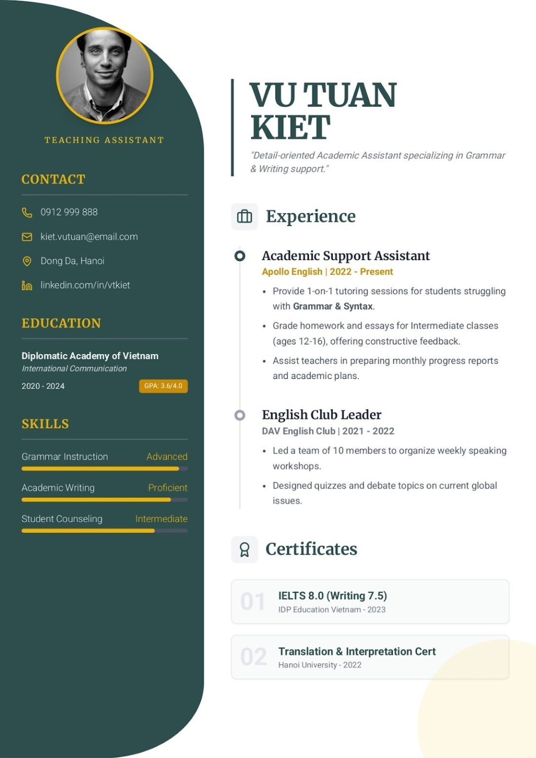 Cách viết CV trợ giảng tiếng Anh - image 10