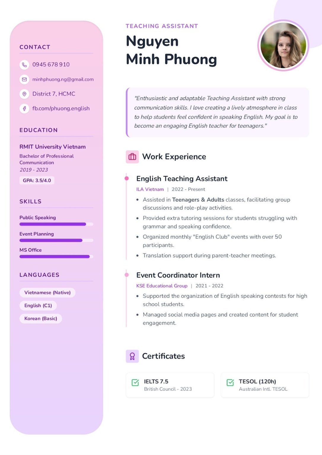 Cách viết CV trợ giảng tiếng Anh - image 11