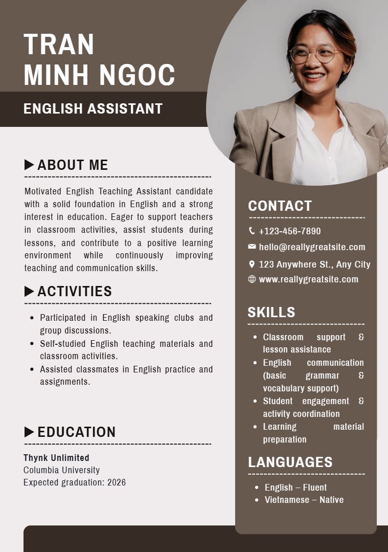 Cách viết CV trợ giảng tiếng Anh - image 2