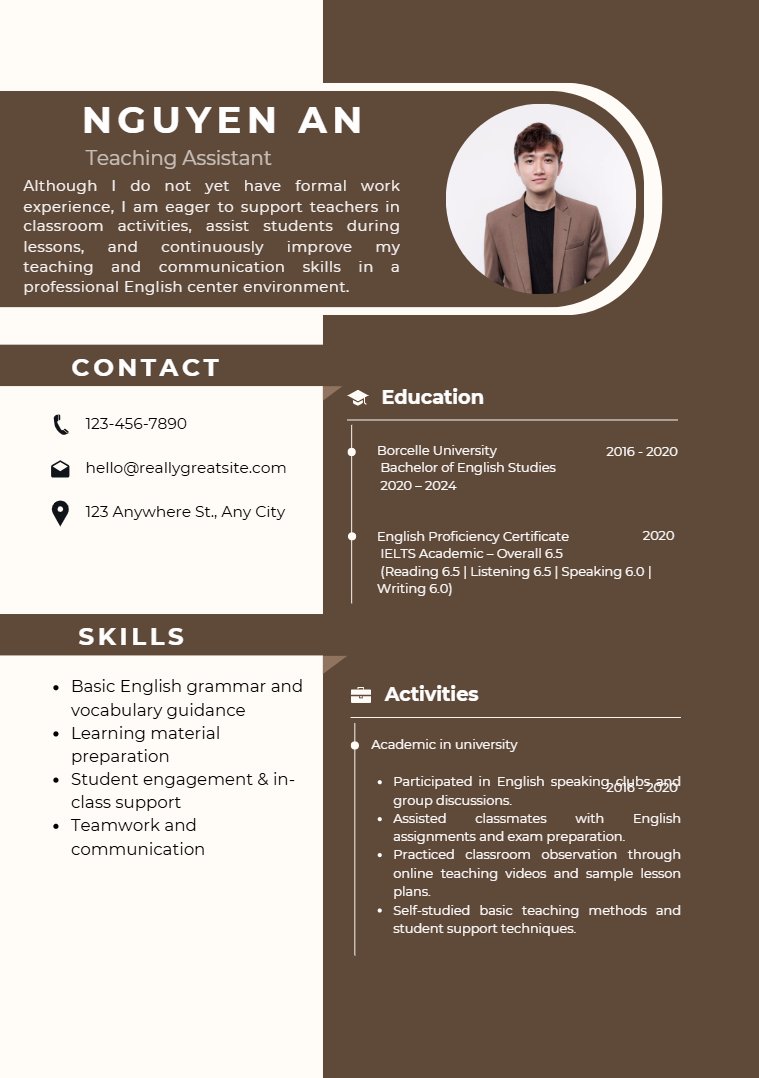 Cách viết CV trợ giảng tiếng Anh - image 3