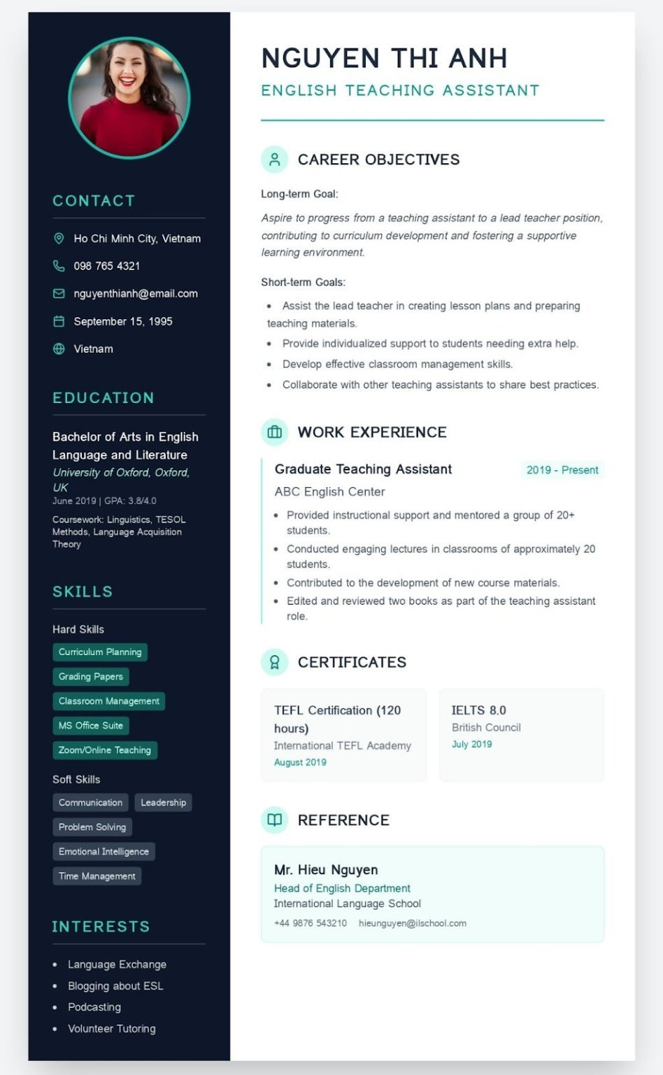 Cách viết CV trợ giảng tiếng Anh - image 7