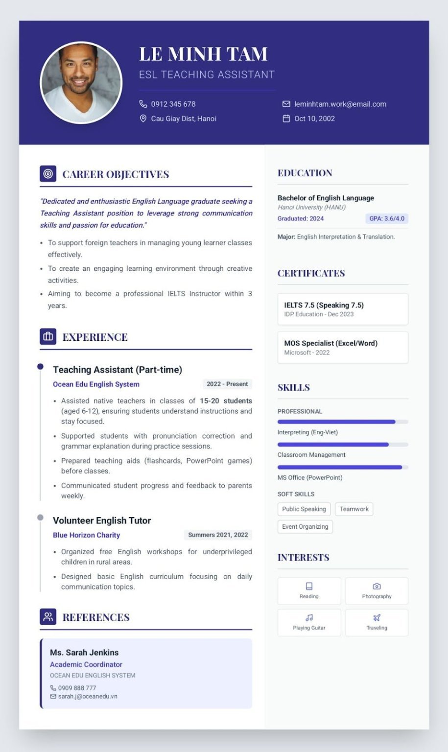Cách viết CV trợ giảng tiếng Anh - image 8