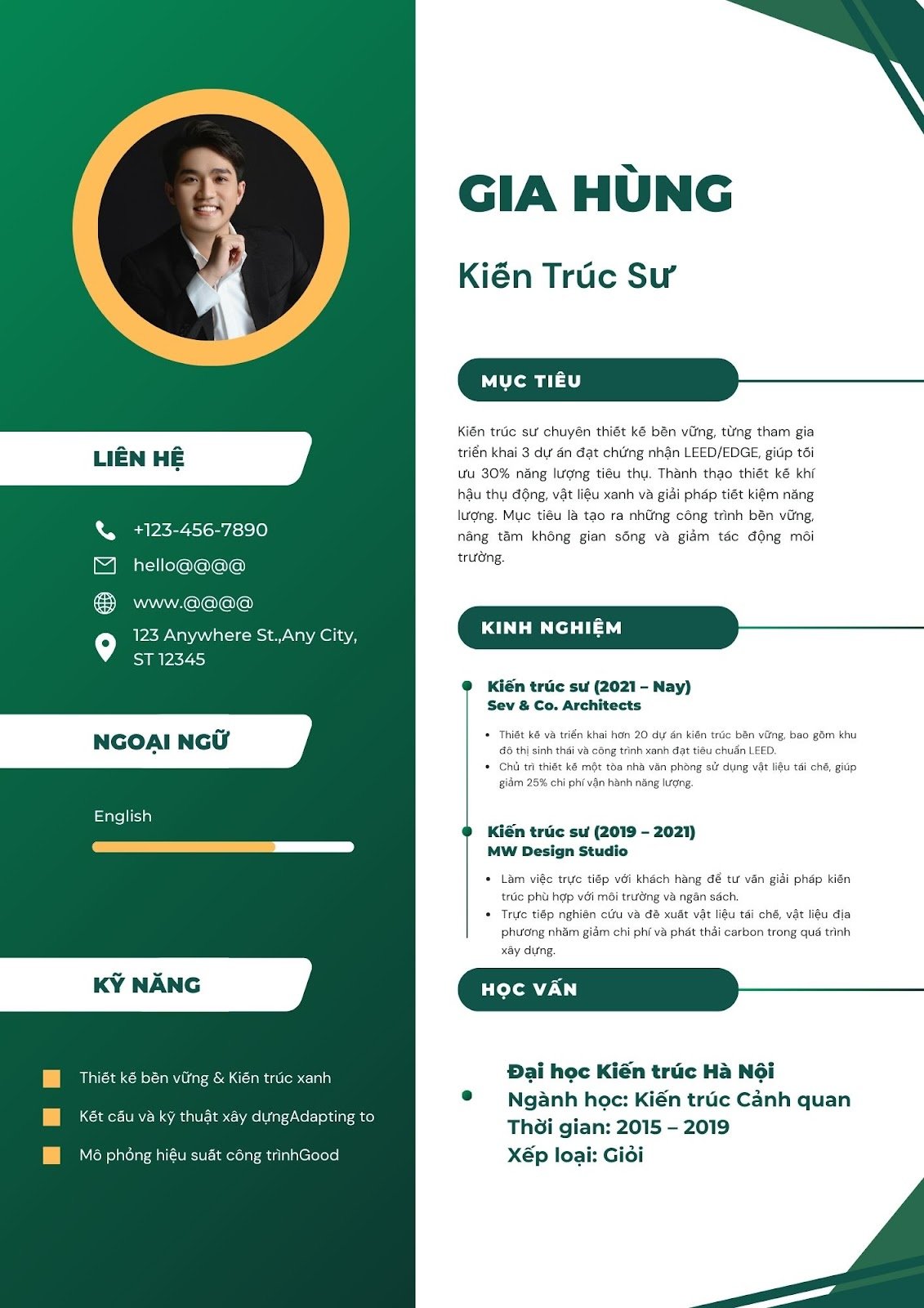 Mẫu CV kiến trúc sư - image 7