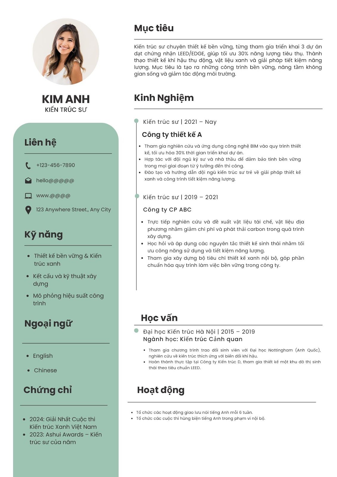 Mẫu CV kiến trúc sư - image 8