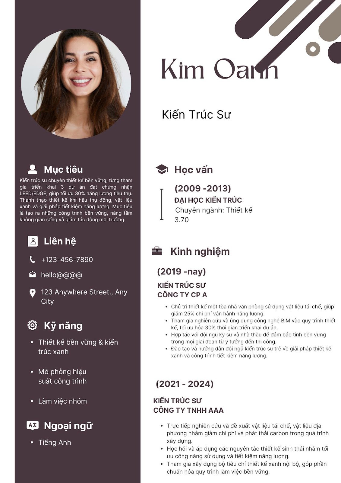 Mẫu CV kiến trúc sư - image 9