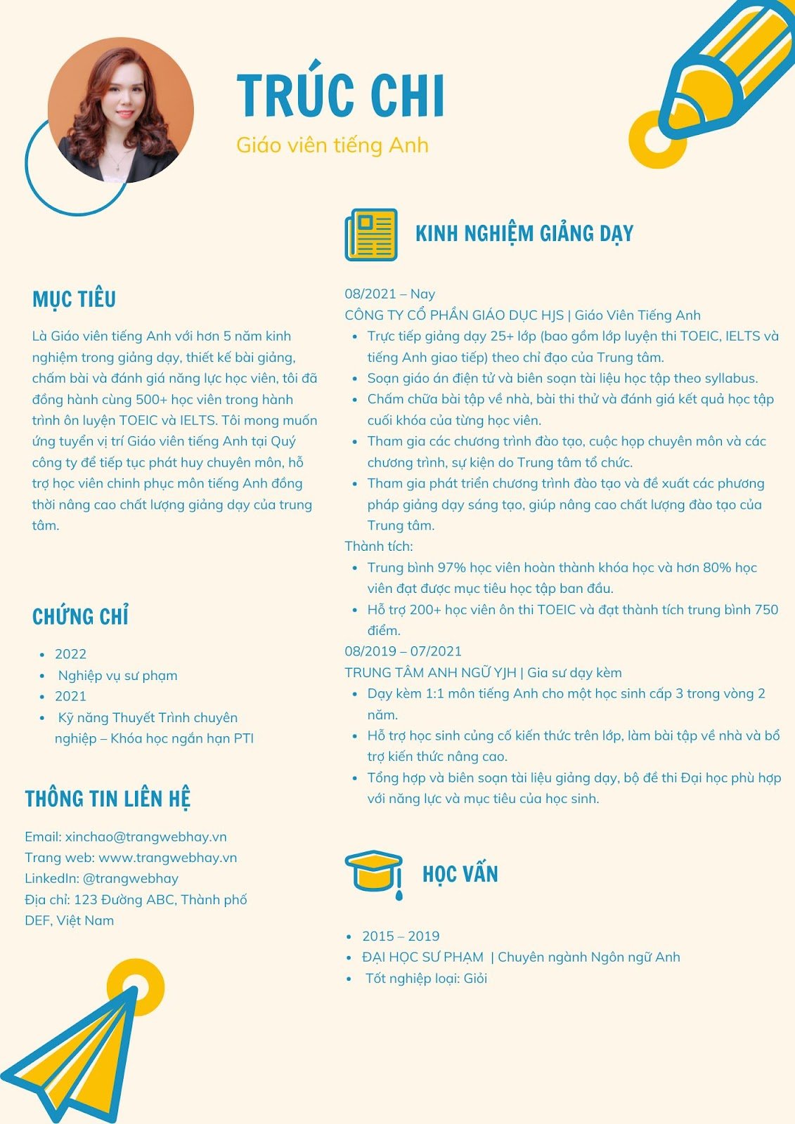 CV giáo viên tiếng Anh - image 7
