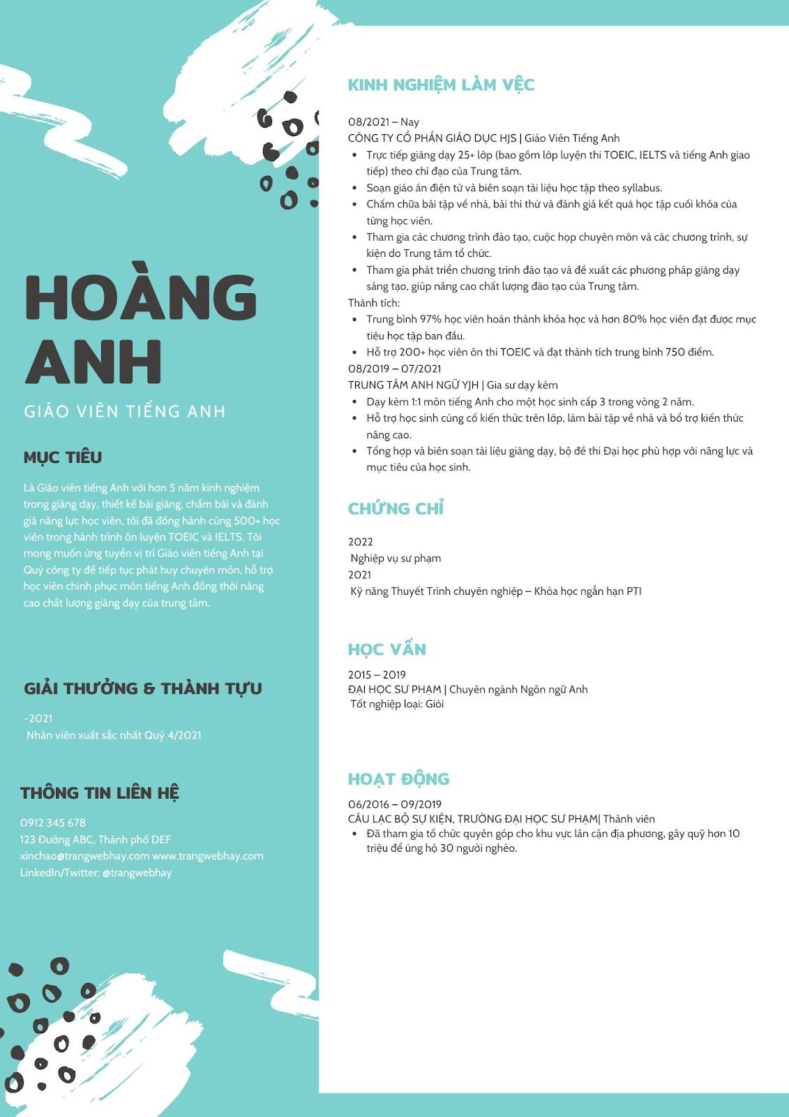 CV giáo viên tiếng Anh - image 8