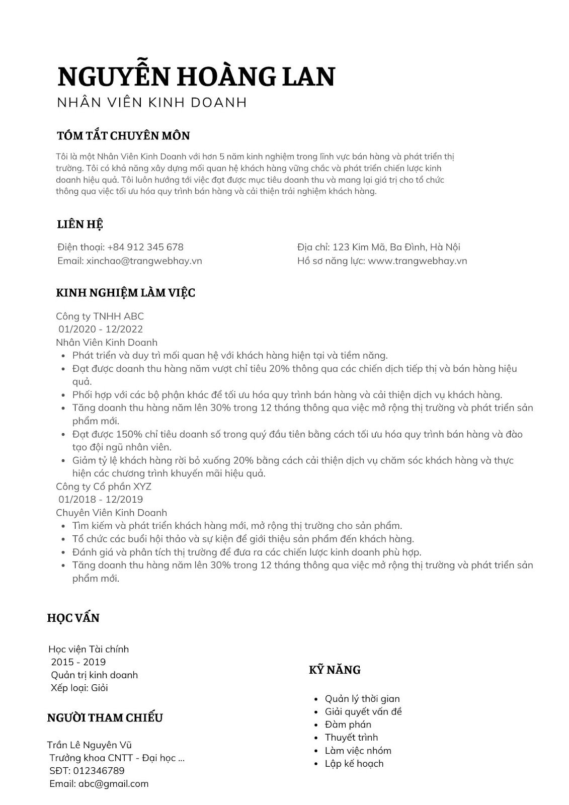 Mẫu CV nhân viên kinh doanh - image 9