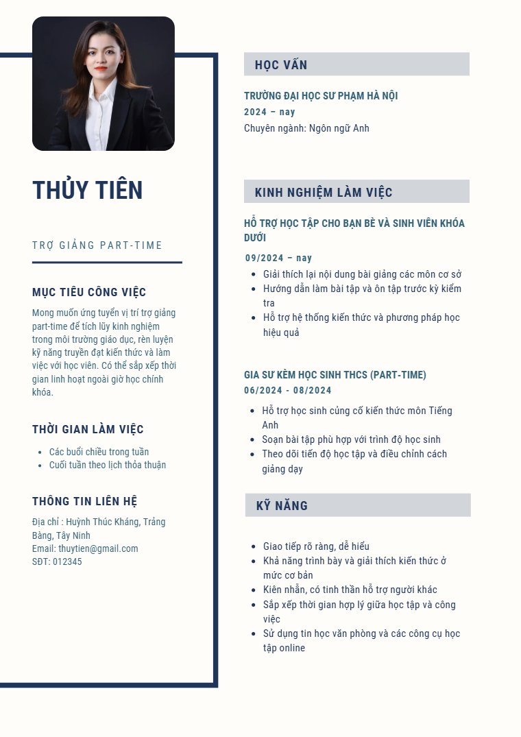 mẫu cv xin việc part time cho sinh viên - image 11