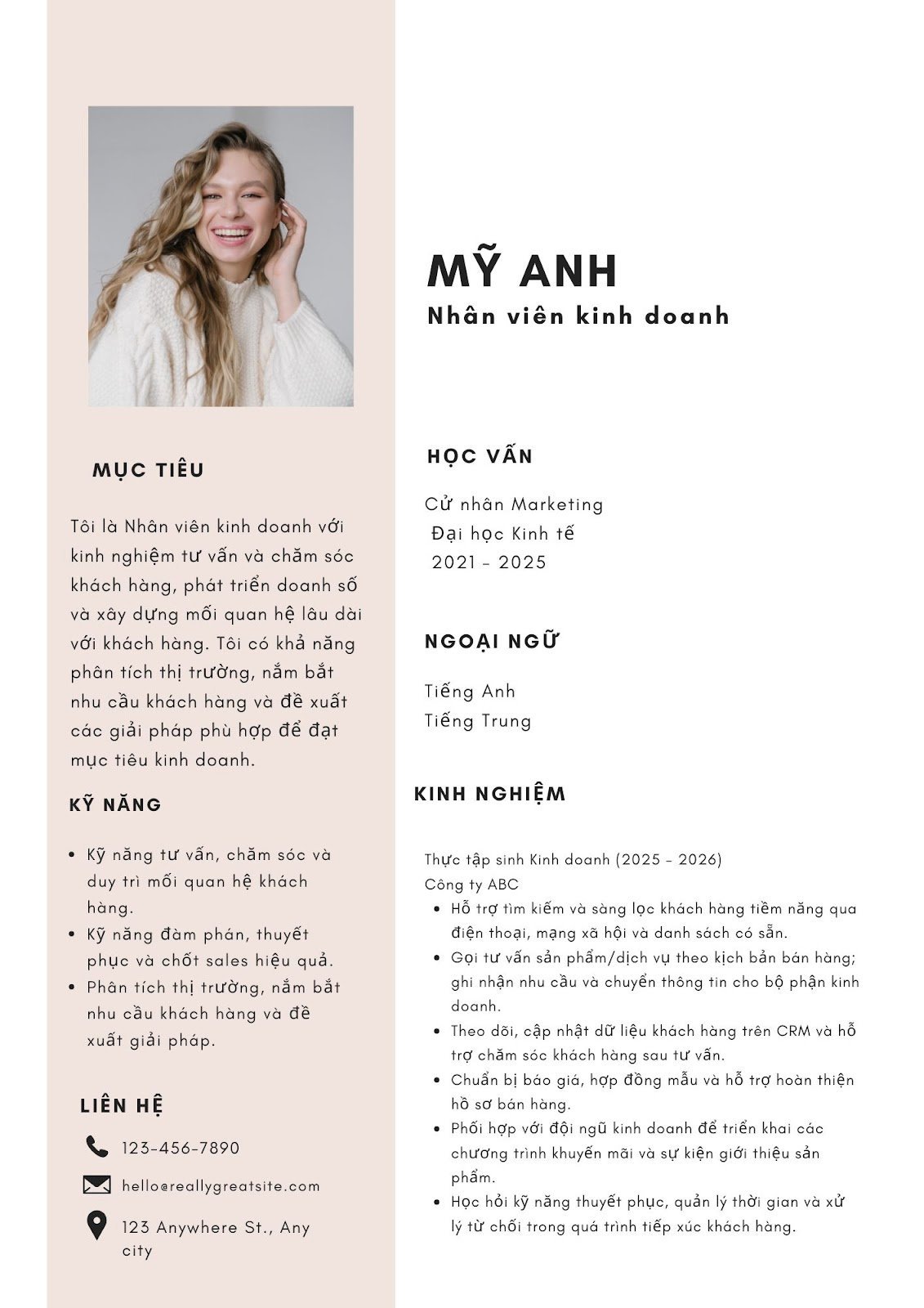 mẫu cv cho sinh viên mới ra trường - image 5