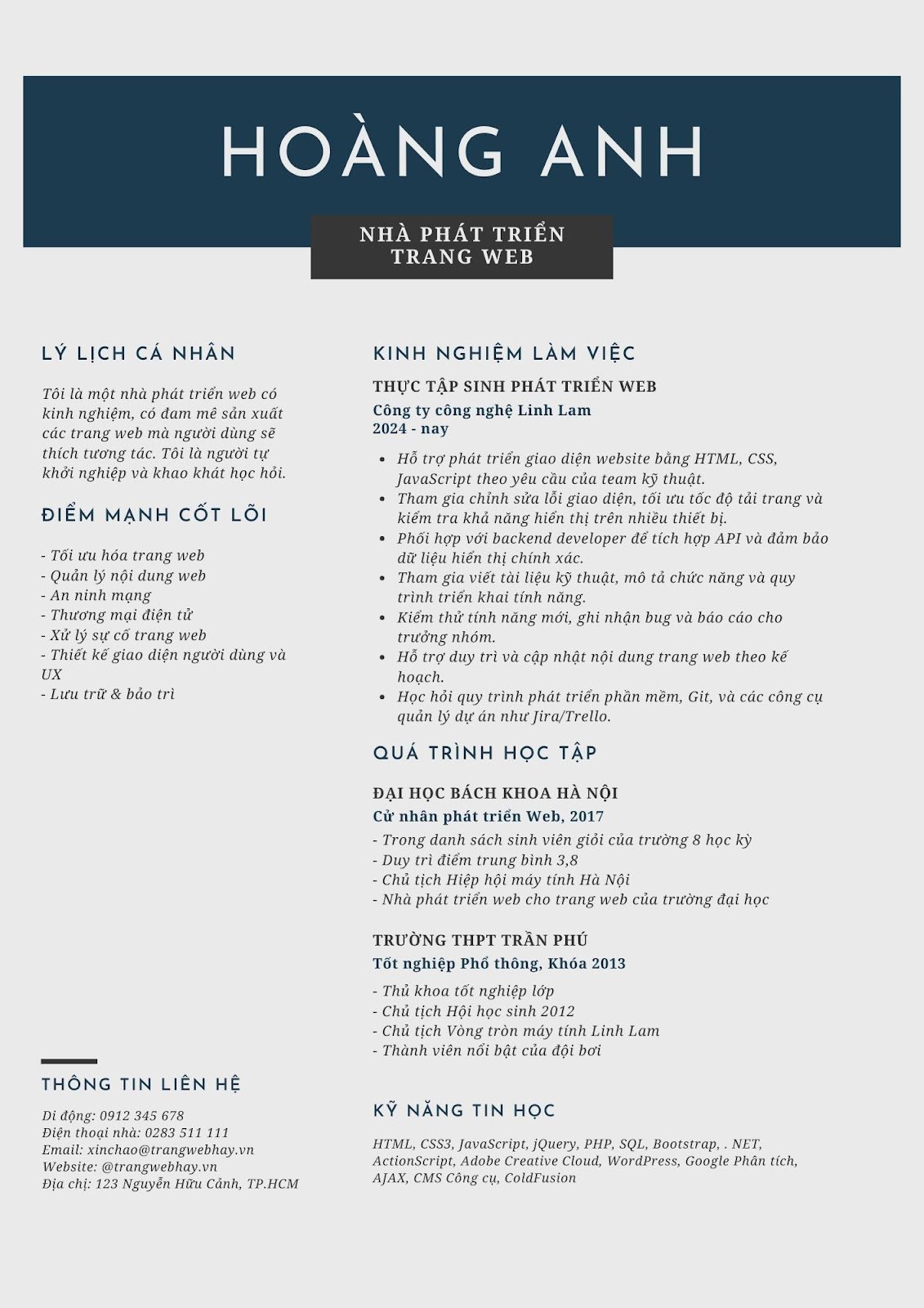 Mẫu CV xin việc cho sinh viên mới ra trường - image 10